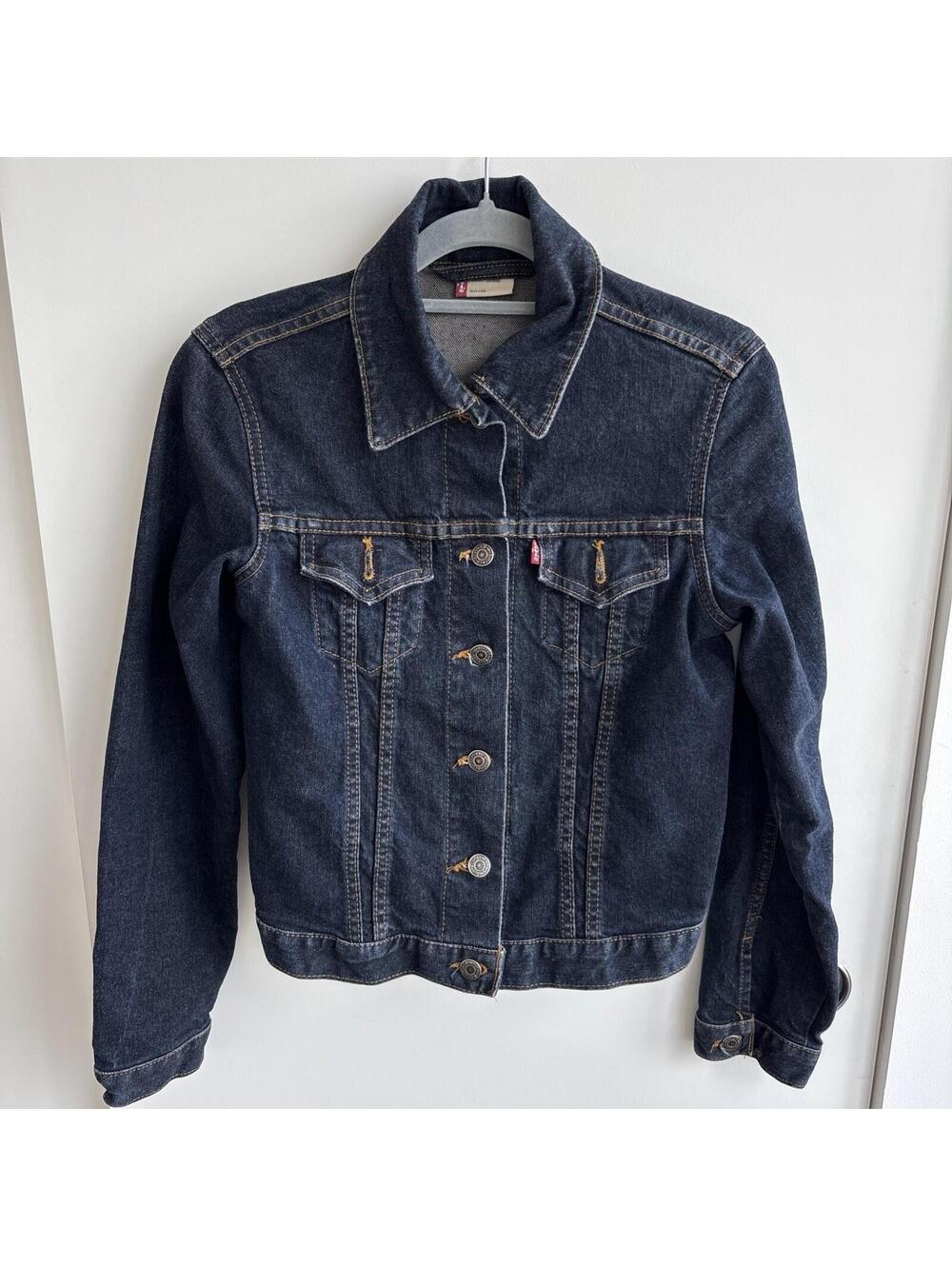 Levi Strauss & Co Juniors S Denim Trucker Jacket Dark Wash Blue  Levi's Red Tab